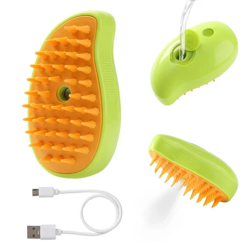 Transform Your Pet's Grooming Routine with the 3-in-1 Steamy Brush for Cats and Dogs - Effortless Hair Removal and Relaxing Massage!