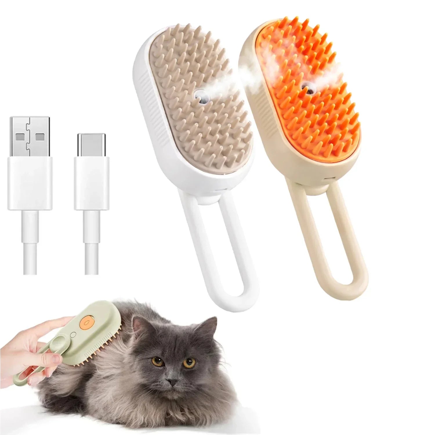 Transform Your Pet's Grooming Routine with the 3-in-1 Steamy Brush for Cats and Dogs - Effortless Hair Removal and Relaxing Massage!