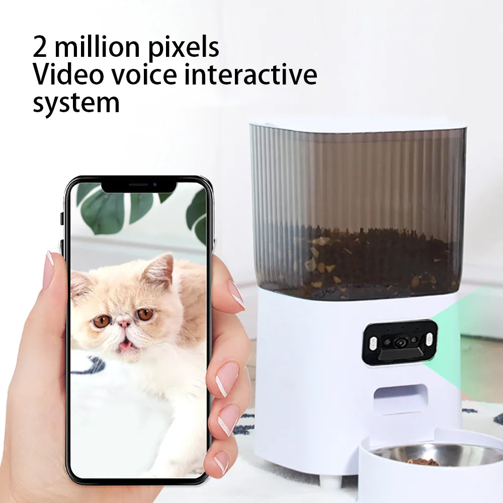 Elevate Your Pet's Mealtime with the 5L Smart Automatic Cat Feeder Featuring a Camera and Voice Recorder