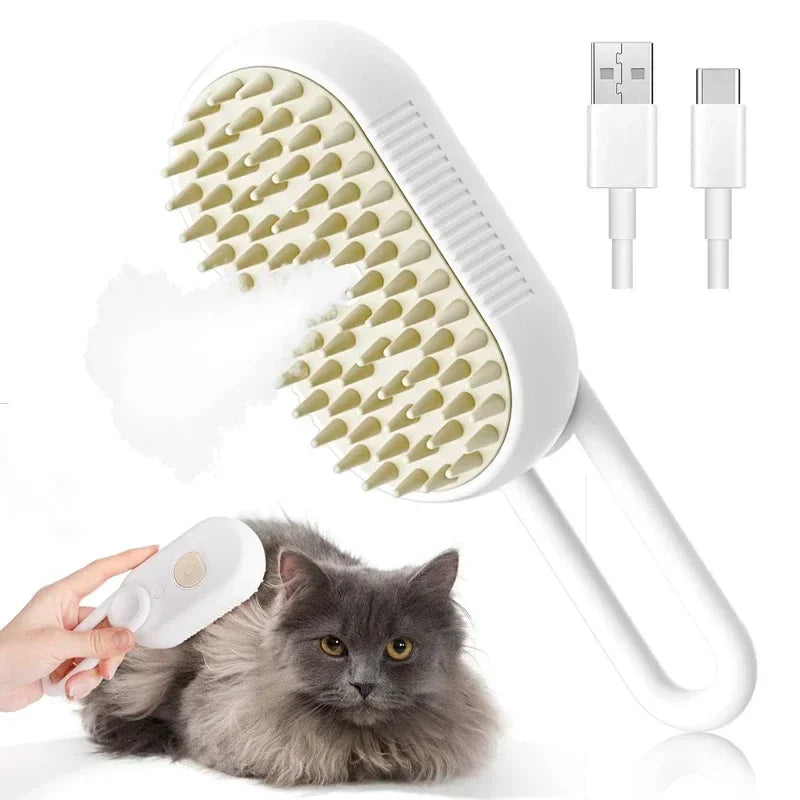 Transform Your Pet's Grooming Routine with the 3-in-1 Steamy Brush for Cats and Dogs - Effortless Hair Removal and Relaxing Massage!