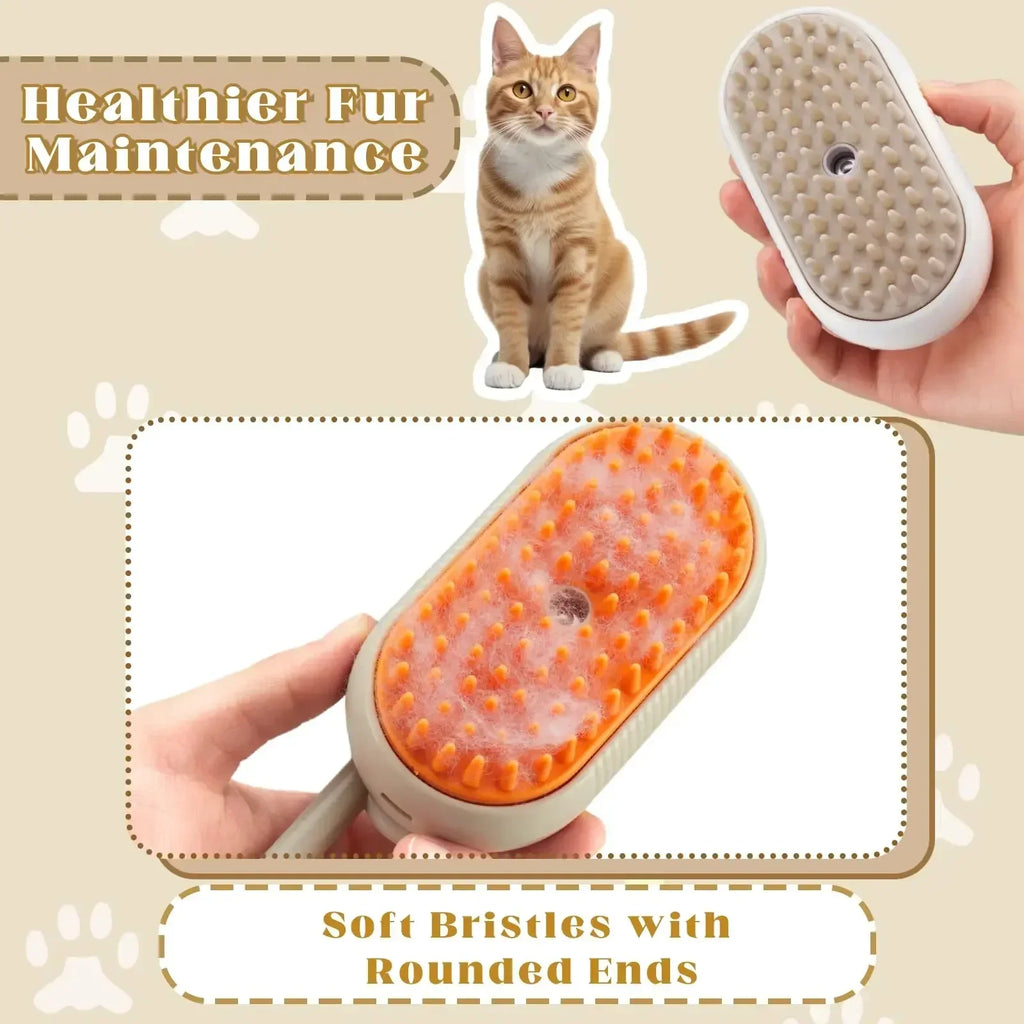 Transform Your Pet's Grooming Routine with the 3-in-1 Steamy Brush for Cats and Dogs - Effortless Hair Removal and Relaxing Massage!