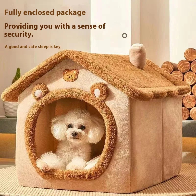 Cozy All-Season Dog House Bed - Removable and Washable Pet Sofa for Small Dogs and Cats