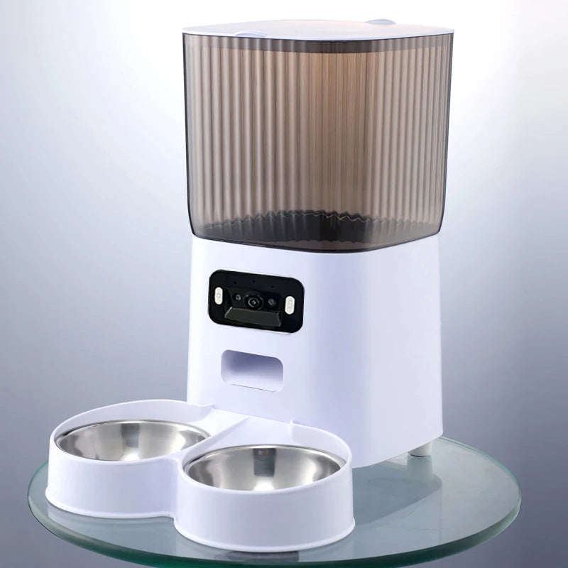 Elevate Your Pet's Mealtime with the 5L Smart Automatic Cat Feeder Featuring a Camera and Voice Recorder
